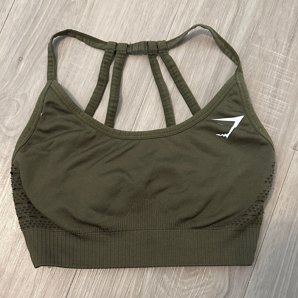 Olive Green Strappy Sports Bra